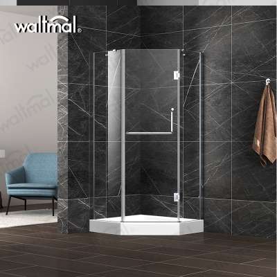 Waltmal 304 Hotel Alloy Prefabricated Tempered Glass Whole Unit Cabin Design Bathroom Shower Room  WTM-03254