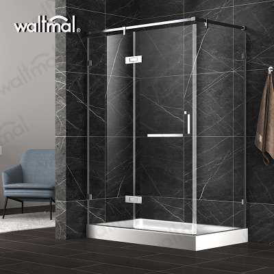 Waltmal Stainless Steel Frameless Bypass 2 Sliding Frosted Glass Shower Room  WTM-03263