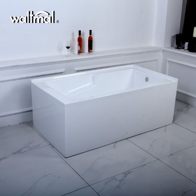 Waltmal Hotel Project CUPC Cheap white acrylic jacuzzi bathtubs with panel pillow hot tub  WTM-02861