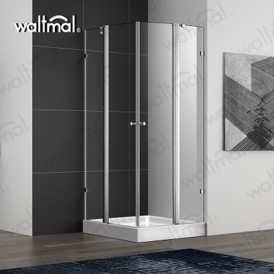 Waltmal Aluminium Frame Material and Square Tray Style Double Pivot Door Shower Cabin